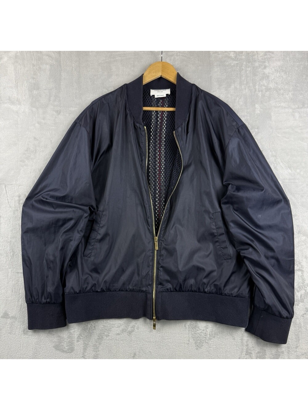 Thom Browne New York Men’s 5 Navy Bomber Jacket Made in Japan Mesh Lined Luxury